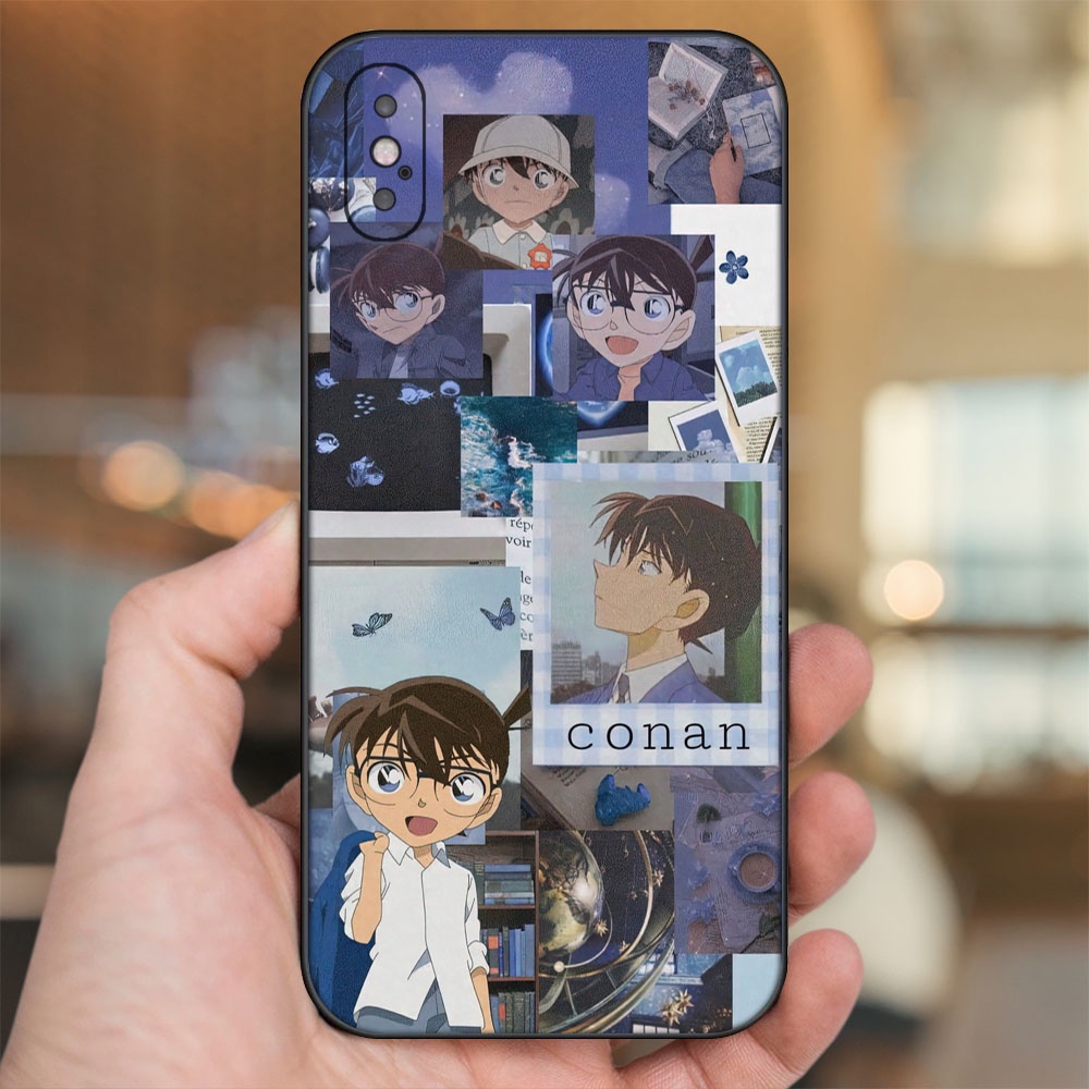 Ốp lưng iPhone X, Xs dẻo đen cạnh vuông in hình Shinichi Conan Thám Tử Lừng Danh