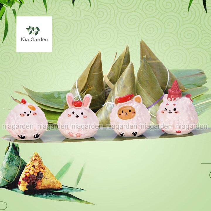 Đồ trang trí tiểu cảnh mini mô hình cừu bánh ú cute decor vườn chậu cây terrarium Nia Garden N5