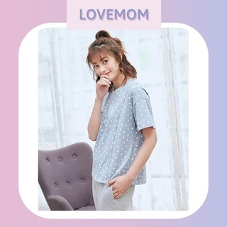 Áo thun tay ngắn chấm bi trắng