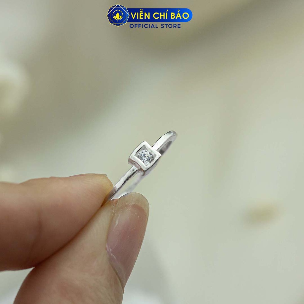 Nhẫn bạc nữ hình vuông đá trắng chất liệu bạc 925 thời trang phụ kiện trang sức Viễn Chí bảo N400873