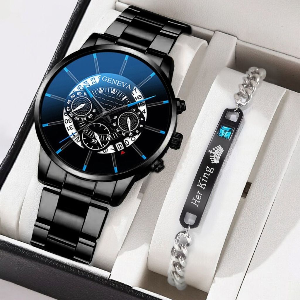 Đồng Hồ Nam Hiển Thị Ngày Chất Liệu Thép Không Gỉ Geneva