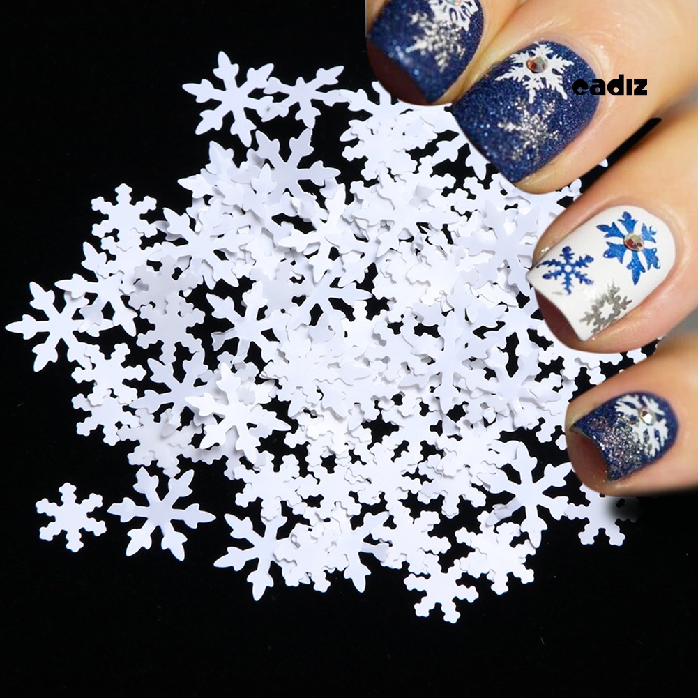 1 Hộp Hạt Kim Sa Hình Bông Tuyết 3D Siêu Mỏng Trang Trí Móng Tay