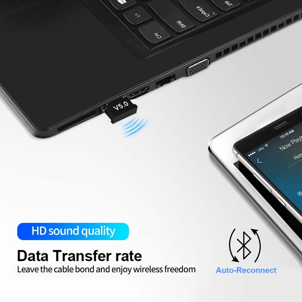 USB Bluetooth 5.0 bổ sung bluetooth cho máy tính để bàn, cho laptop bị hỏng bluetooth -DC3853
