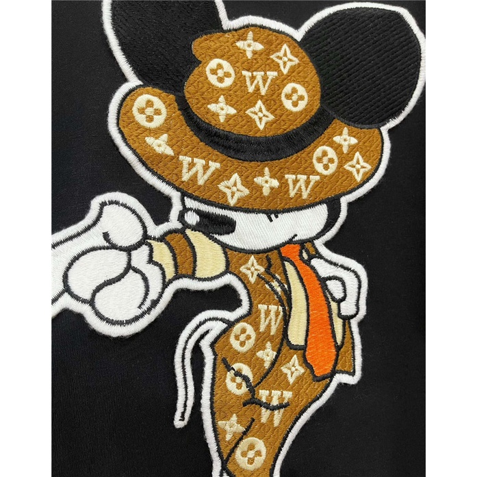 Áo Thun Nam Tay Ngắn Cổ Tròn Thêu Hình Chuột Mickey Hoạt Hình Size S-4XL L0uis Vu1tt