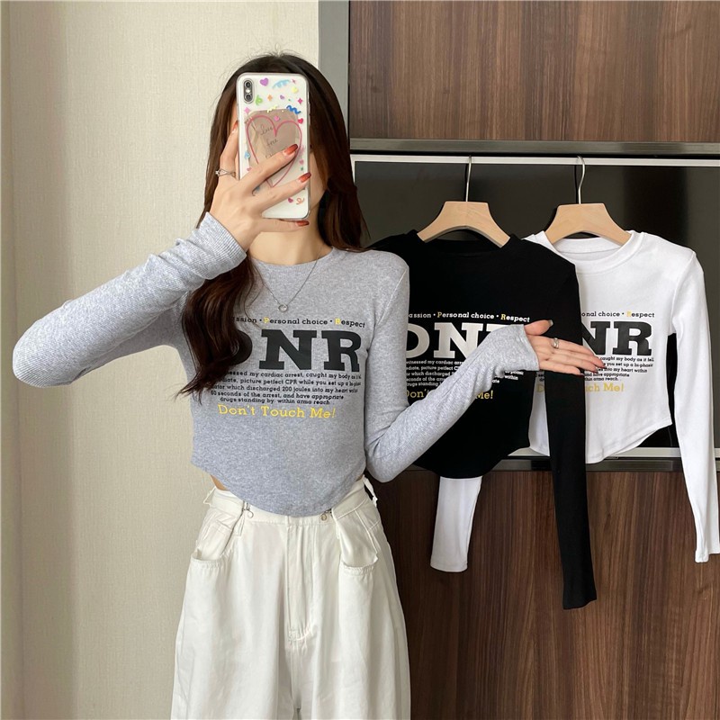 NRVP Áo Thun Nữ Dài Tay Dáng Rộng Màu Trơn Phong Cách Hàn Quốc Mới