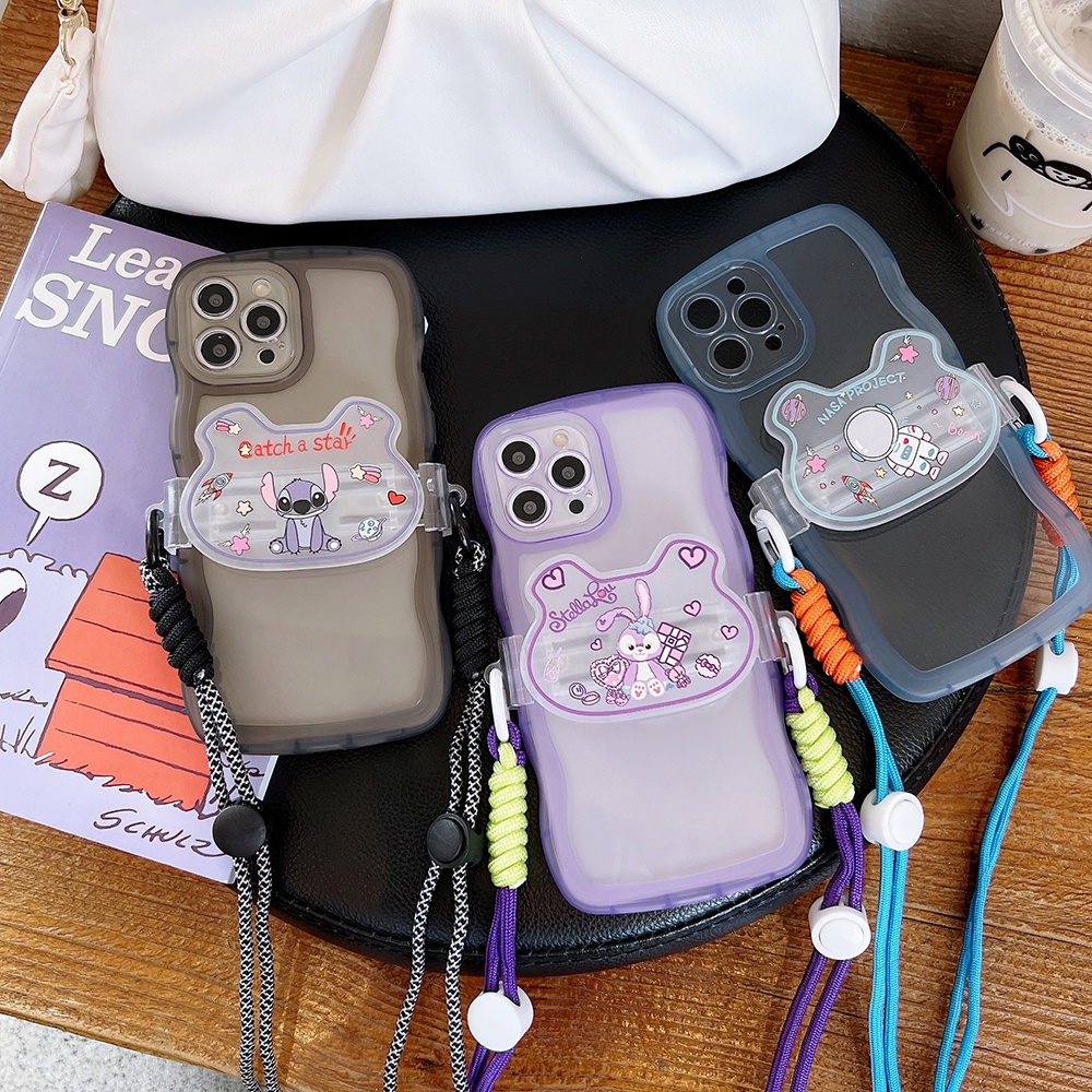 Dây Kẹp Điện Thoại Hình Stitch StellaLou Phi Hành Gia Hoạt Hình Nhiều Màu Chống Thất Lạc Có Dây Đeo Chéo