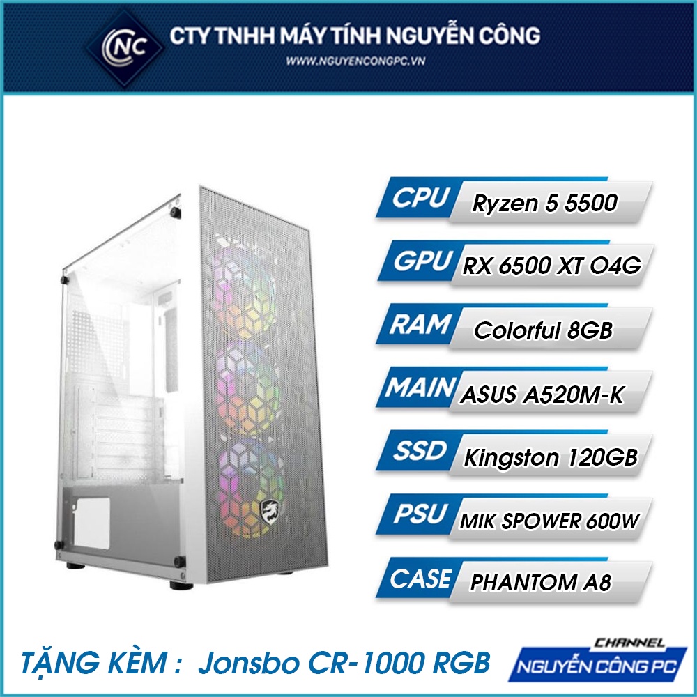 Bộ máy tính chơi game VIP AMD/ A520 + Ryzen 5 5500 +Ram 16G VGA RX6500XT 4Gb Chơi Game PUBG PC FIFA 4 Bảo hành 36 Tháng
