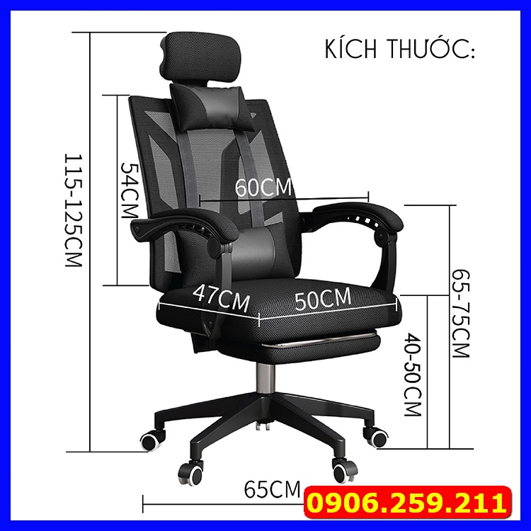 Ghế Xoay Văn Phòng Lưới Làm Việc Công Thái Học - Ghế Làm Việc Xoay Có Tựa Đầu, Tay Gập Thông Minh, Lưới Thoáng Khí.