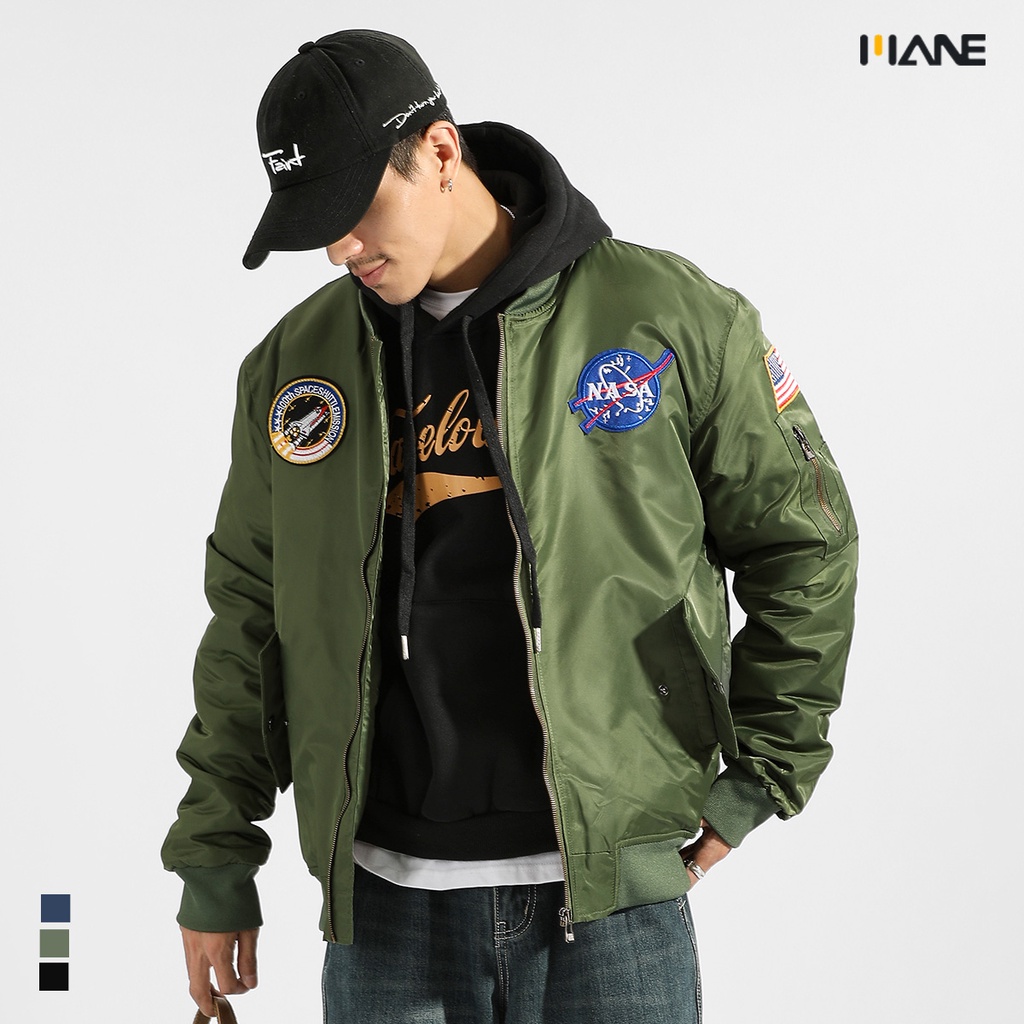 Áo khoác Bomber NASA Air Force MA-1 Oversize Militar dáng rộng chống gió ấm áp