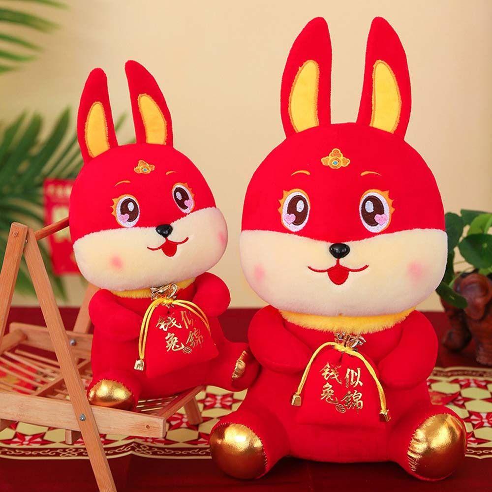 Thỏ Nhồi Bông Mềm Mại Phong Cách Trung Hoa Trang Trí Nhà Cửa