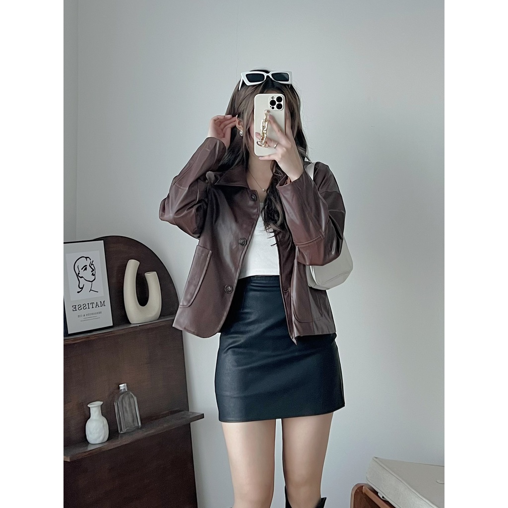 [NEW]ÁO KHOÁC DA LỬNG TÚI BỤNG “FAIRY” siêu trendy