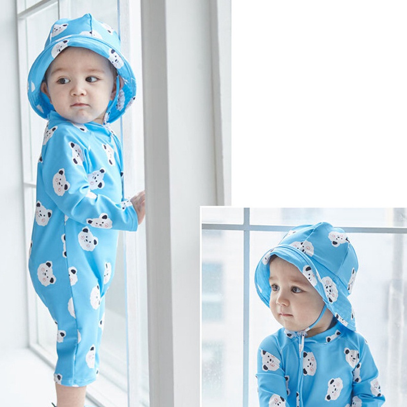 Bộ Đồ Bơi Liền Thân Tay Dài In Hình Cừu Hoạt Hình Dành Cho Bé Trai Gái 1-7 Tuổi