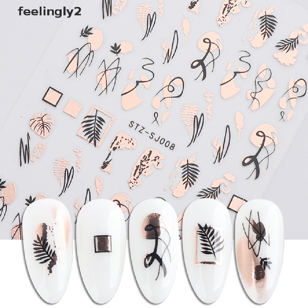 Miếng Dán Trang Trí Móng Tay 3D Họa Tiết Đường Kẻ Trừu Tượng Độc Đáo