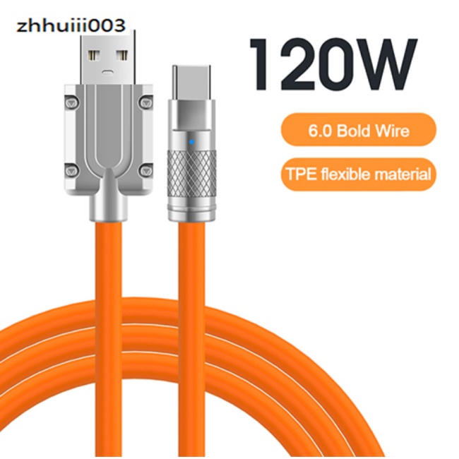 Dây Cáp Sạc Nhanh Usb Type C 120w 6a Có Đèn Led Báo Hiệu Cho Xiaomi Huawei