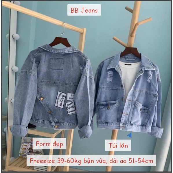 Áo khoác jean nữ Xanh chéo Moccia cao cao cấp form 40-58kg Panda.