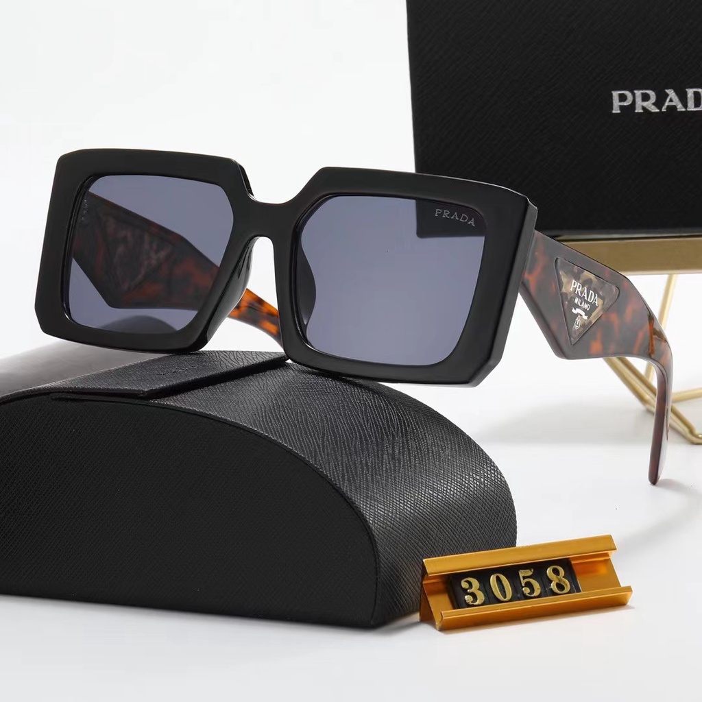 Kính Mát Phân Cực Mặt Vuông Mạ Điện 6 Màu Tùy Chọn Chất Lượng Cao Hiệu Prada Thời Trang Cho Nam Và Nữ Kèm Hộp Đựng
