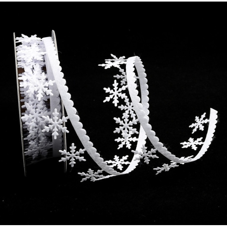 Ruy Băng Hoa Tuyết Trắng Trang Trí Handmade, Trang Trí Giáng Sinh