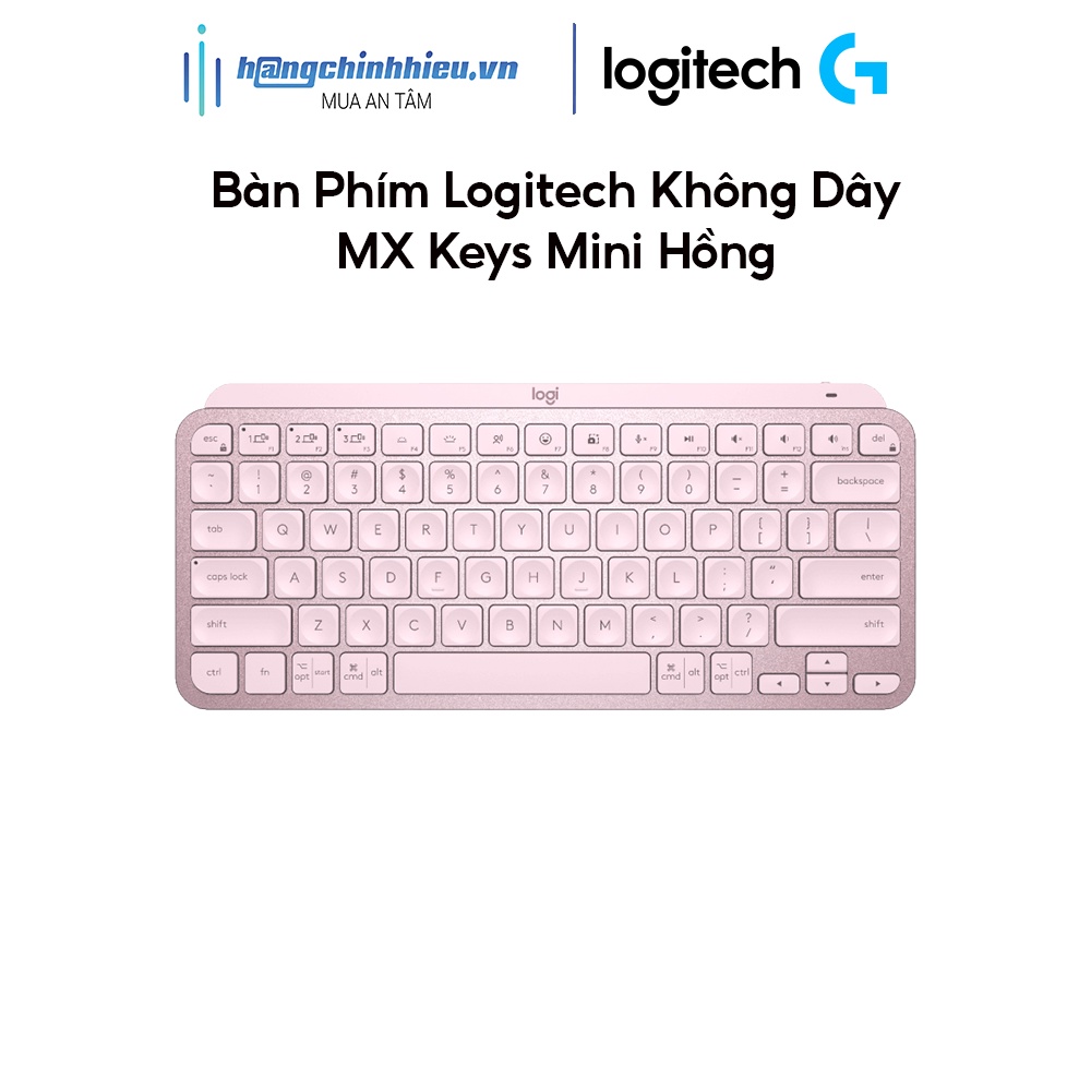 Bàn phím Logitech không dây MX Keys Mini hồng (USB-C/Bluetooth)