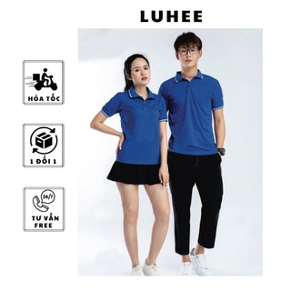 Áo thun polo nam nữ xanh bích cổ trụ phối viền cao cấp vải laccote thể thao mềm mịn–Nhận in thêu đồng phục theo yêu cầu
