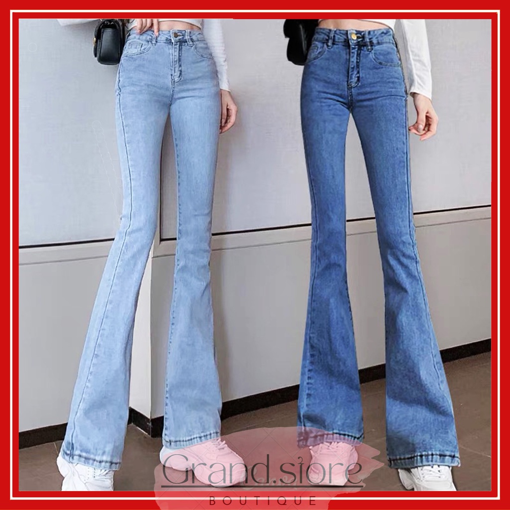 Ảnh thật- Quần Jeans Ống Loe Lưng Cao - Giá xưởng