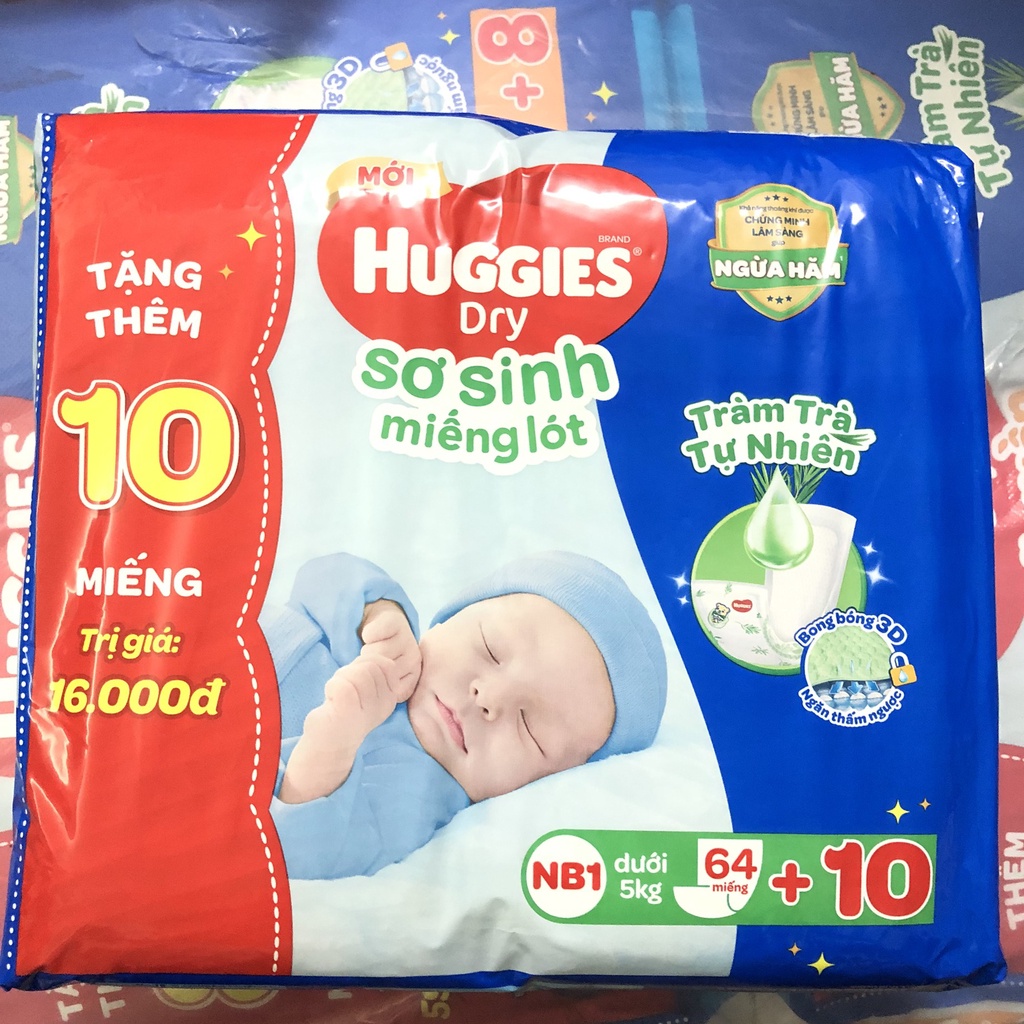 Miếng Lót Huggies Newborn 1 (Sơ Sinh - 64 Miếng) Tặng Kèm 6 Miếng