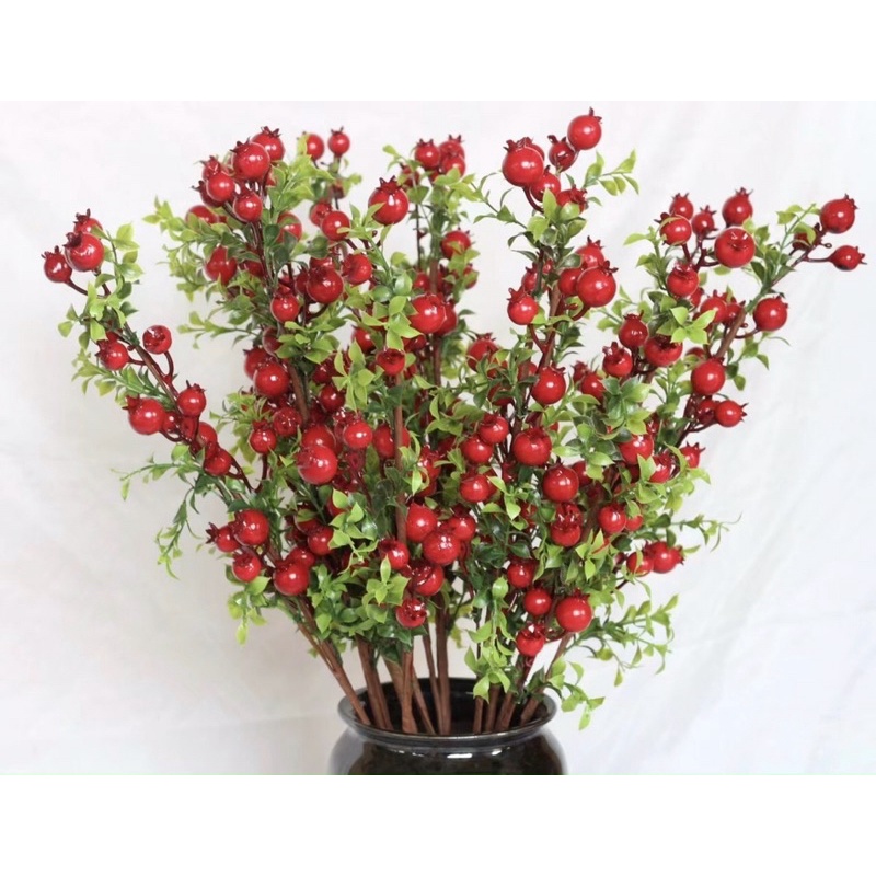 cành lựu đỏ giả giống thật 99% màu đỏ tươi cắm bình