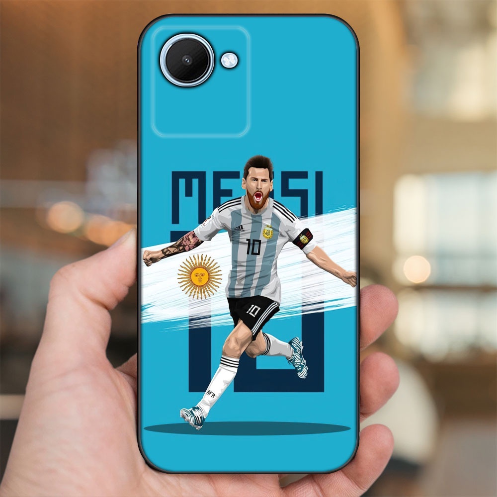 Ốp lưng Realme C30s viền đen in hình Lionel Messi Barcelona PSG
