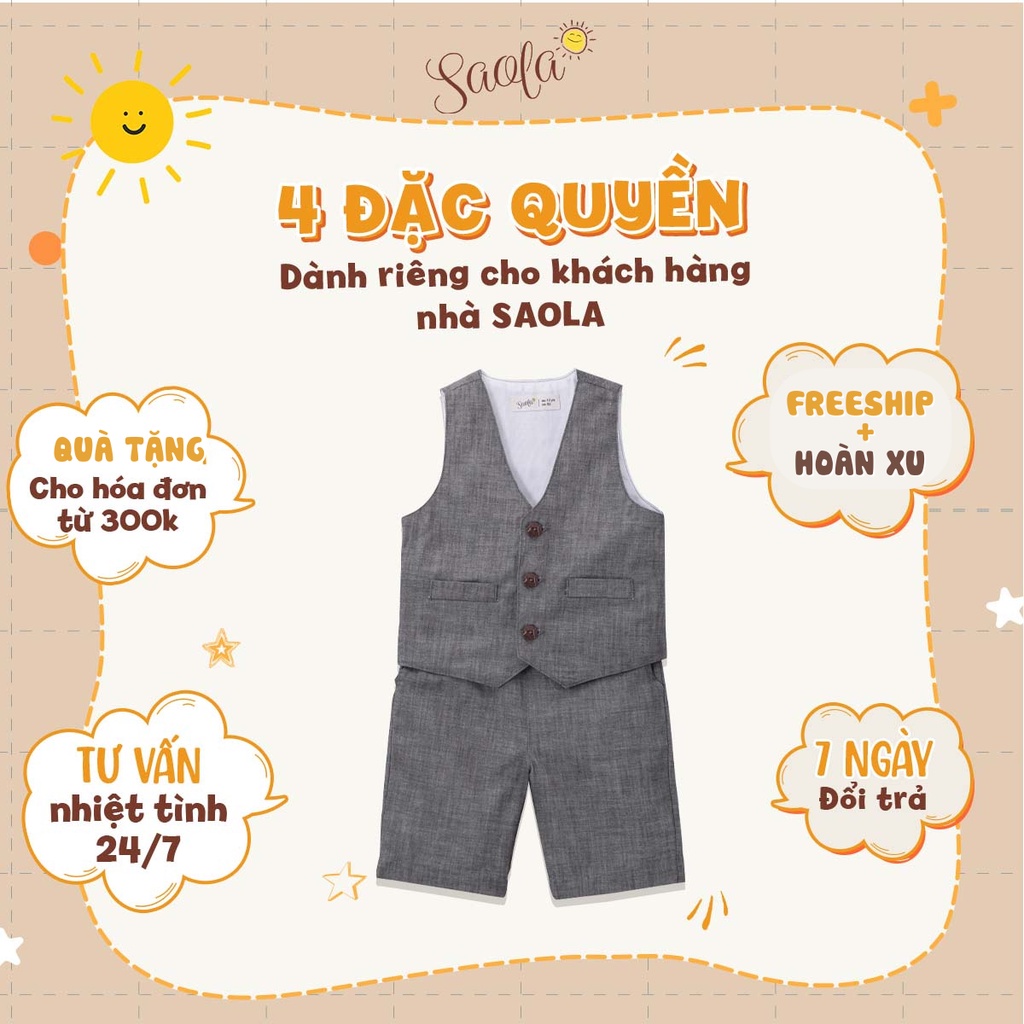 Bộ Gile Chất Liệu Linen Cao Cấp Phong Cách Hàn Quốc Cho Bé Trai - AVETT SET - GIL003 - SAOLA KIDS CLOTHING