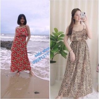 Đầm maxi Lanh Thái Bèo ngực