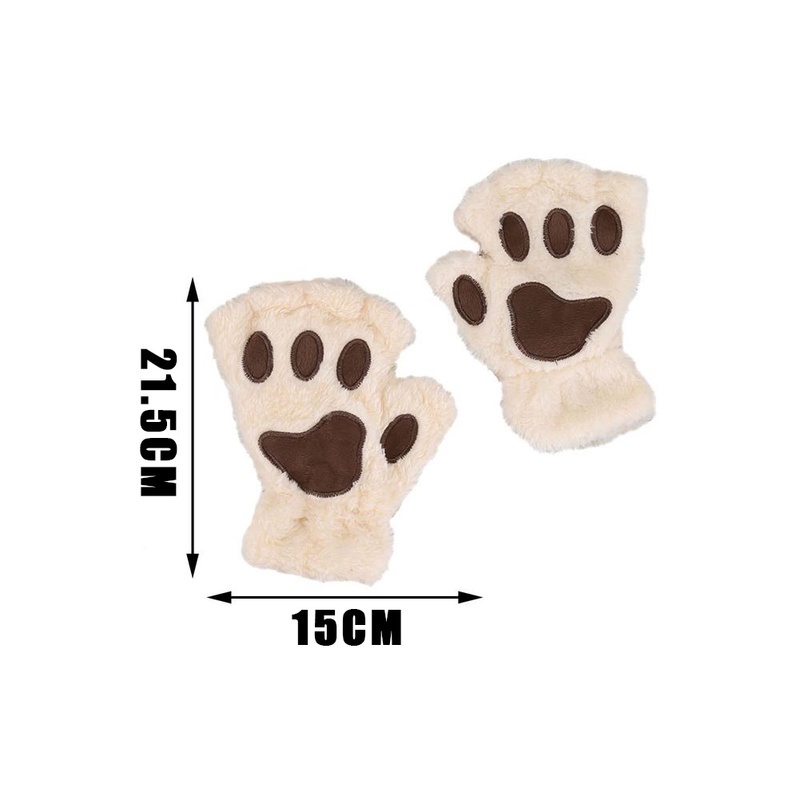 Găng Tay Hở Ngón Giữ Ấm Dày Dặn Hình Dấu Chân Mèo Dễ Thương Thời Trang Mùa Đông Cho Nữ [Giáng Sinh / Halloween] [Cô Gái Thể Thao Cảm Ứng Màn Hình
