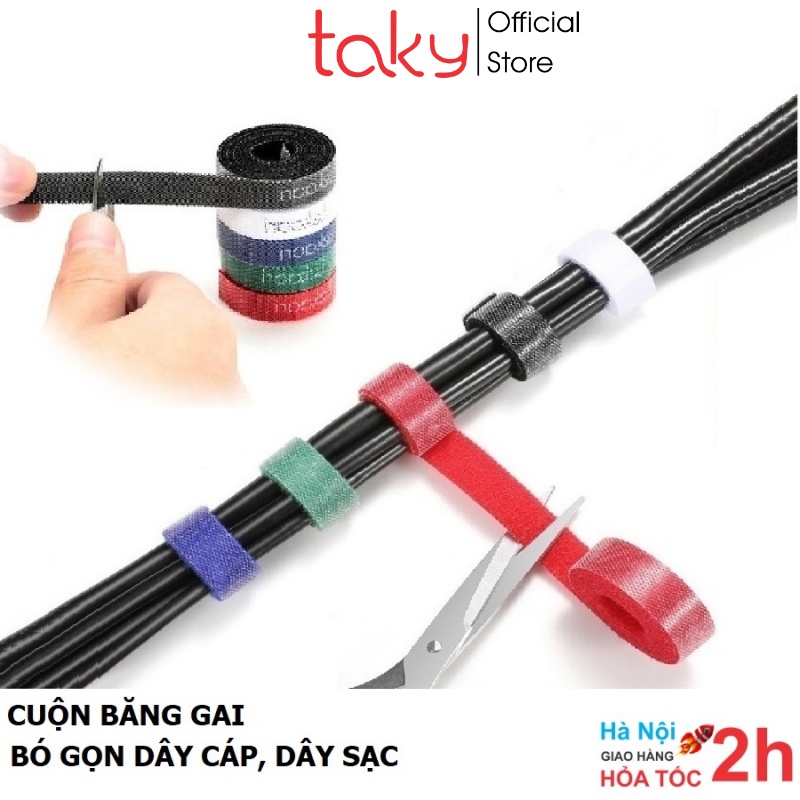 Băng Gai Velcro - Taky, Cuộn Băng Buộc Dây Sạc, Tai Nghe, Dây Điện, Gọn Gàng, Tái Sử Dụng, Đơn Giản, 5677