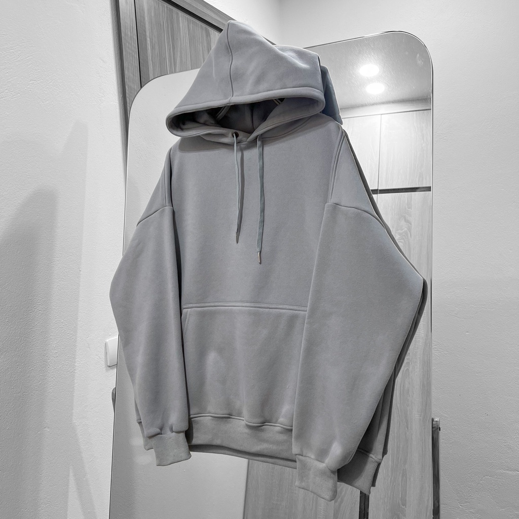 Áo Hoodie Nỉ Bông Form Rộng Nam Nữ Unisex Dáng Oversize Xám Tiêu Trắng Đỏ Đô Mận TRƠN Basic có bigsize đến 110kg