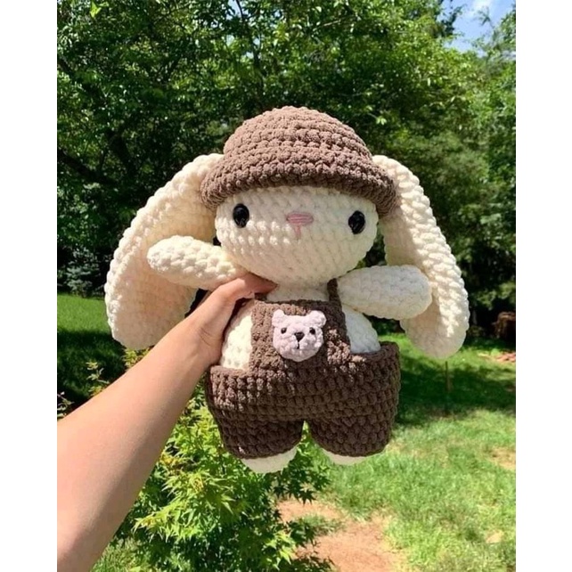 Thỏ bông handmade bằng len nhung đũa, thỏ len CHILLMEOW