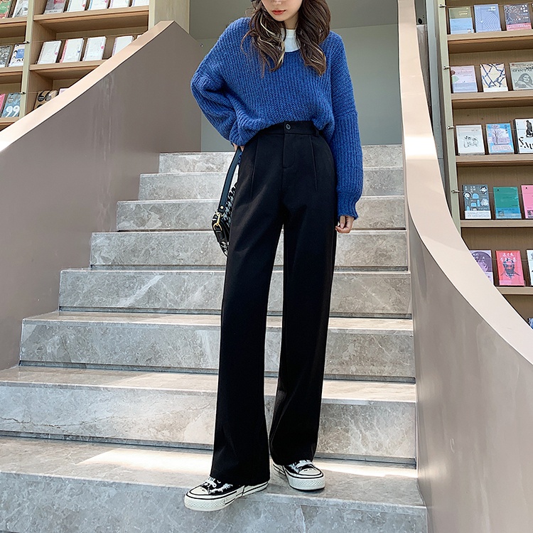 Quần dài SUXI lưng cao ống rộng phong cách Hàn Quốc thời trang mùa thu dành cho nữ