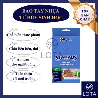 GĂNG TAY NHỰA TỰ HỦY HỘP 100 CÁI, bao tay sử dụng 1 lần, gloves vệ sinh làm bếp, bao tay ăn hải sản.