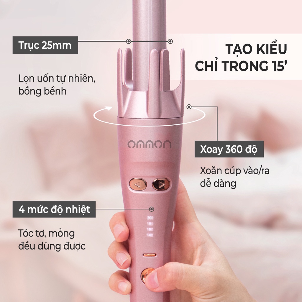 Máy uốn tóc tạo kiểu tự động OMMON Auto Rotating Hair Curler (giống hệt máy Halio nhưng rẻ hơn, cùng nhà máy sản xuất)