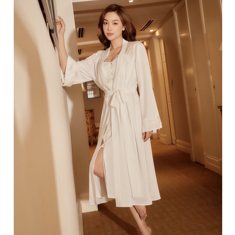 Bộ đồ ngủ nữ pyjama lụa thiết kế cao cấp LYSILK - AC/V22 - Set váy ngủ quyến rũ