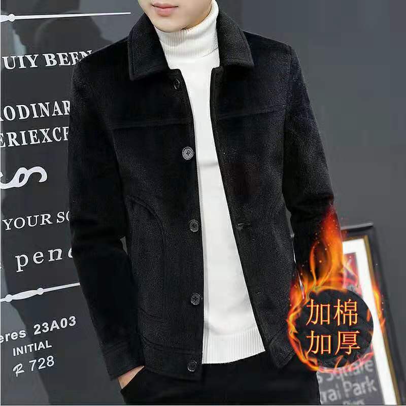 # Áo Khoác Nam# Áo Khoác Len Thời Trang Cho Nam# Áo Khoác Len Lông Chồn Dáng Ngắn Phong Cách Thời Trang Hàn Quốc# Áo Khoác Cotton Dày Dặn Thời Trang Thu Đông Mới Cho Nam Giới