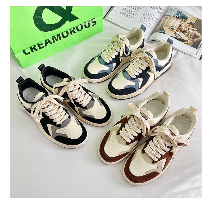Giày Sneaker nam phối da lộn 3 màu A18 đơn giản dễ phối đồ phong cách thể thao thời trang ulzzang Hàn Quốc TH-03