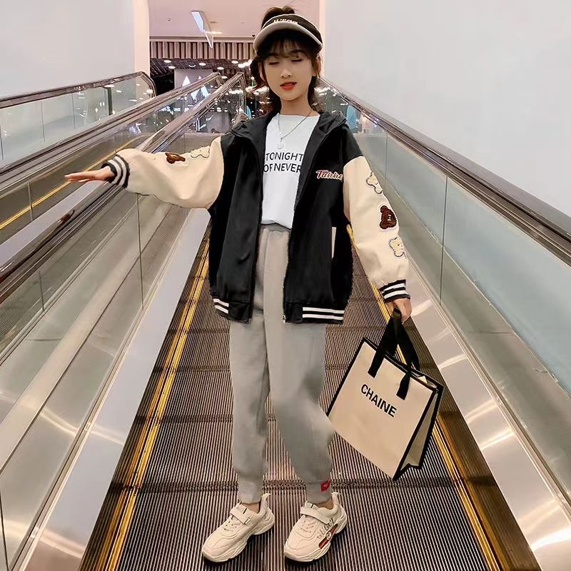 Áo Khoác Bóng Chày Thời Trang Xuân Thu Mới 2022 Cho Bé Gái 3-14 Tuổi