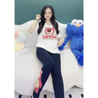 Set bộ dài thêu gấu màu trắng - s27