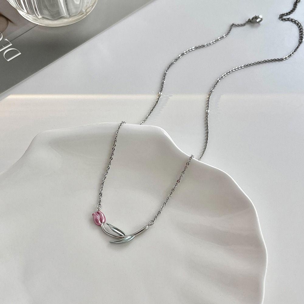 Vòng Cổ Choker Bằng Đồng Hình Hoa Tulip Ngọt Ngào Sang Trọng Cổ Điển Phong Cách Hàn Quốc Cho Nữ