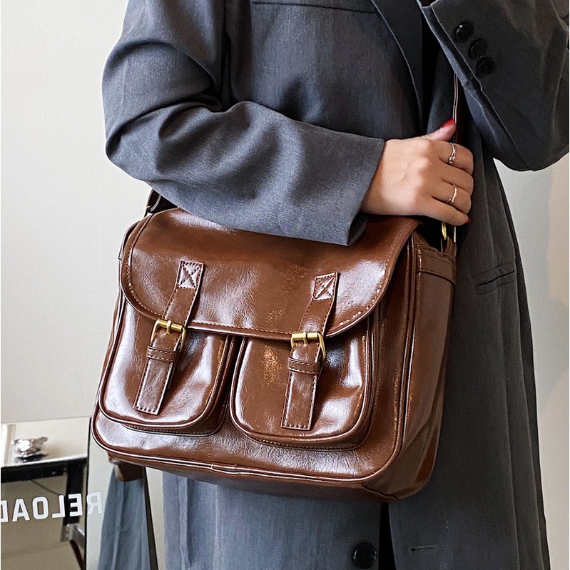 IELGY Túi Đeo Chéo Sức Chứa Lớn Phong Cách Hàn Quốc Đơn Giản Cho Nữ