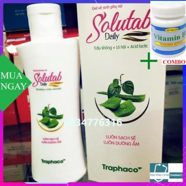 Combo Vitamin B1 chai 100 viên+ Gel Vệ Sinh Phụ Nữ Solutab Daily 100ml