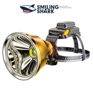 Đèn pin đội đầu SMILING SHARK K199 bóng LED ánh sáng trắng/vàng/xanh lam sạc điện chống nước IPX6