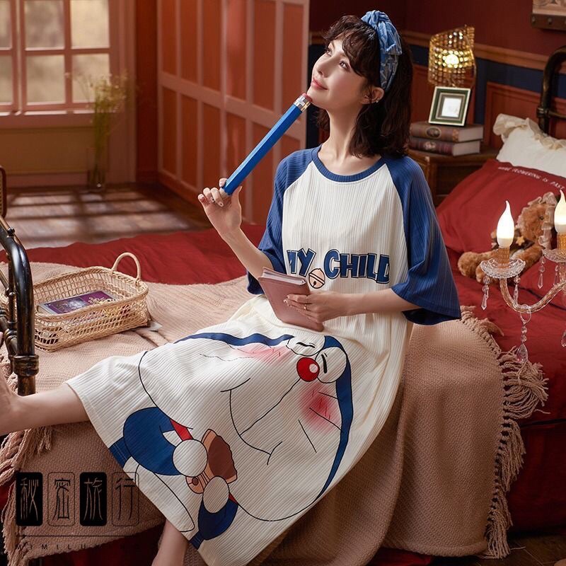 Váy ngủ tay ngắn My child dễ thương hình mèo Doraemon