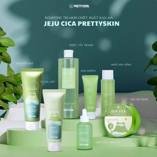 Bộ dưỡng da rau má PrettySkin dành cho da dầu mụn nhạy cảm