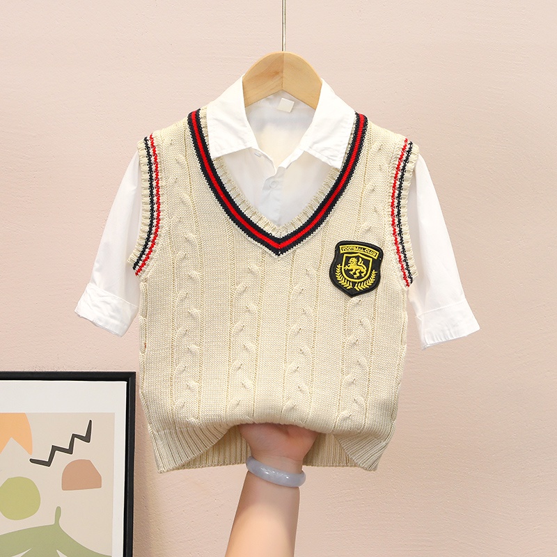 Áo Sweater Dệt Kim Sát Nách Cổ Chữ v Vải Cotton Mỏng Thời Trang Cho Bé