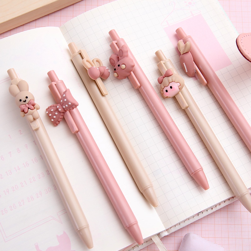 Bút Bi Ngòi 0.5mm Hình Gấu / Bướm / Cáo Dễ Thương Cho Nữ