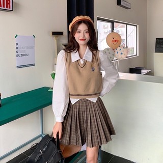 Áo gile nữ len học sinh kiểu dáng Hàn Quốc chất len dày dặn hàng đẹp Bigclothes
